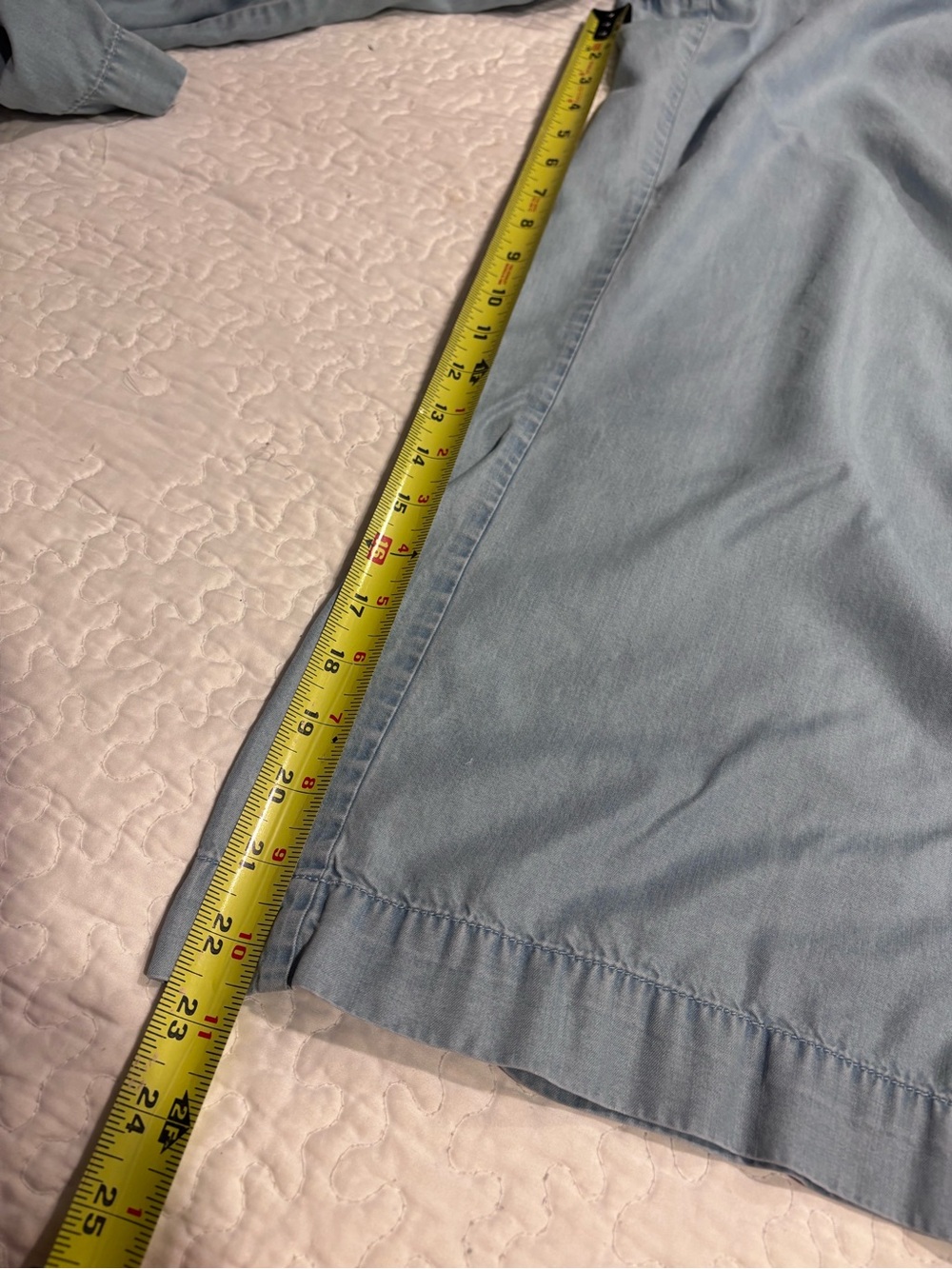 LOFT Light Blue Wide Leg Elastic Waist cropped Chambray Pants - Picture 4 of 7